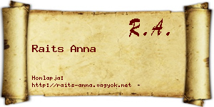 Raits Anna névjegykártya